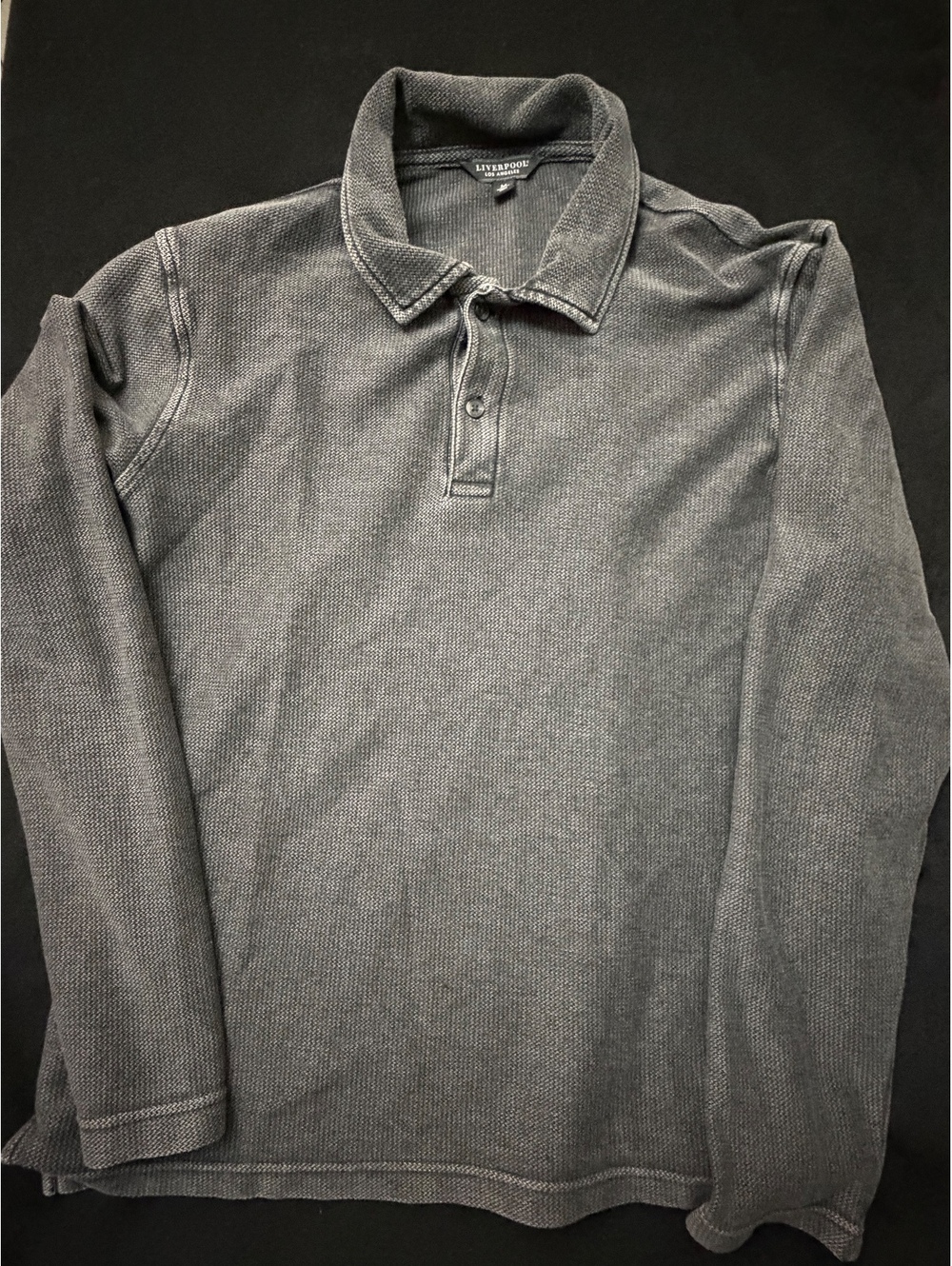 Liverpool Los Angeles Men's Long Sleeve Polo Shirt Medium Gray Cotton Blend
